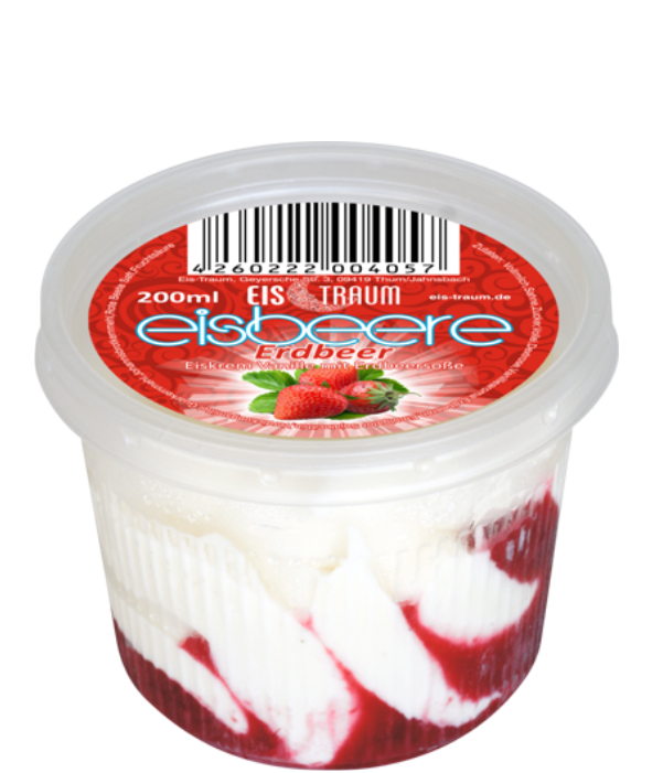 Speiseeis Vanille mit Erdbeermus (200ml)