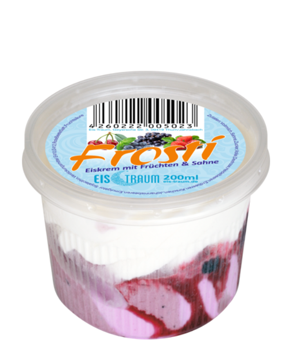 Speiseeis Erdbeer/ Heidelbeer mit Früchten und Schlagsahne (200ml)